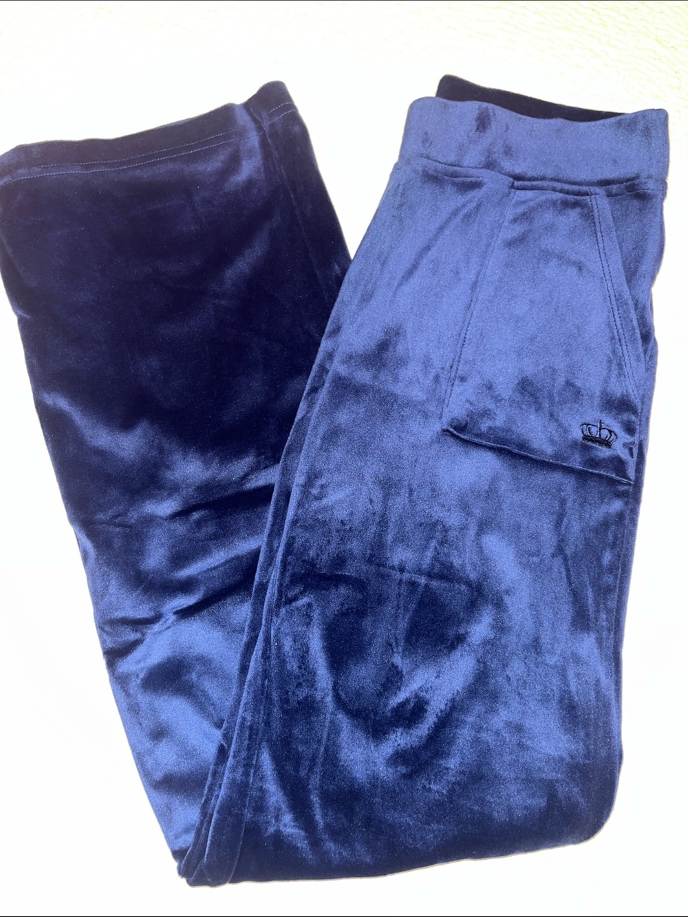 Womens Plush Velour Joggers - Navy
